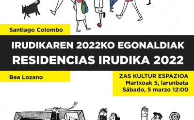 Irudika presenta los proyectos premiados con sus residencias 2022 en una charla abierta el sábado 5 de marzo en Vitoria-Gasteiz